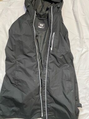 Helly Hansen Black Hooded Raincoat with Contrast Zippers
